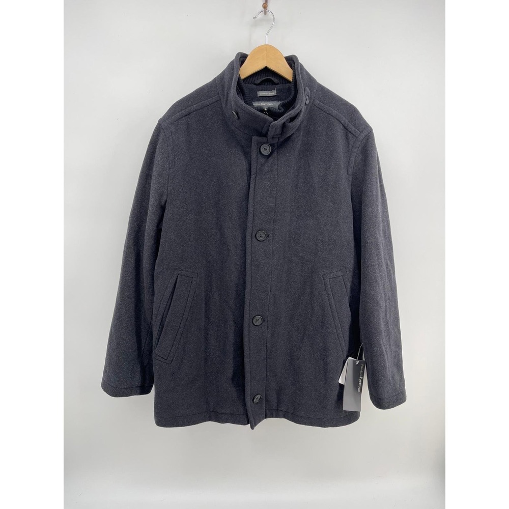 Perry Ellis Portfolio Mens Wool Cashmere Blend Car Coat Gray XL NWT